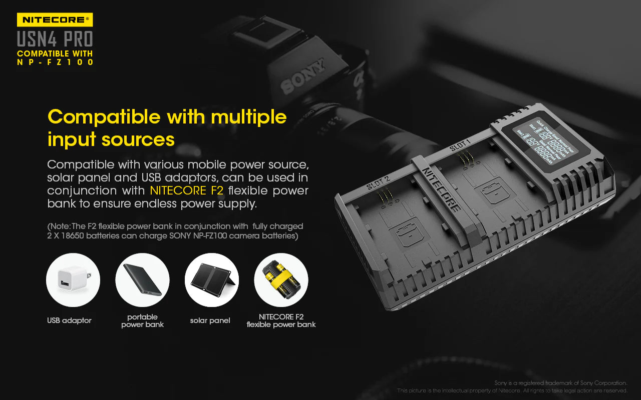 NITECORE USN4 PRO (Sony NP-FZ100) Dual-Slot Battery Charger
