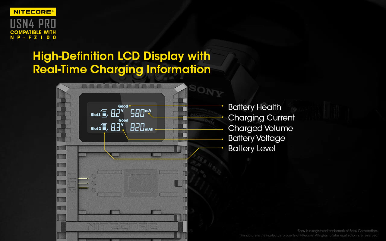 NITECORE USN4 PRO (Sony NP-FZ100) Dual-Slot Battery Charger