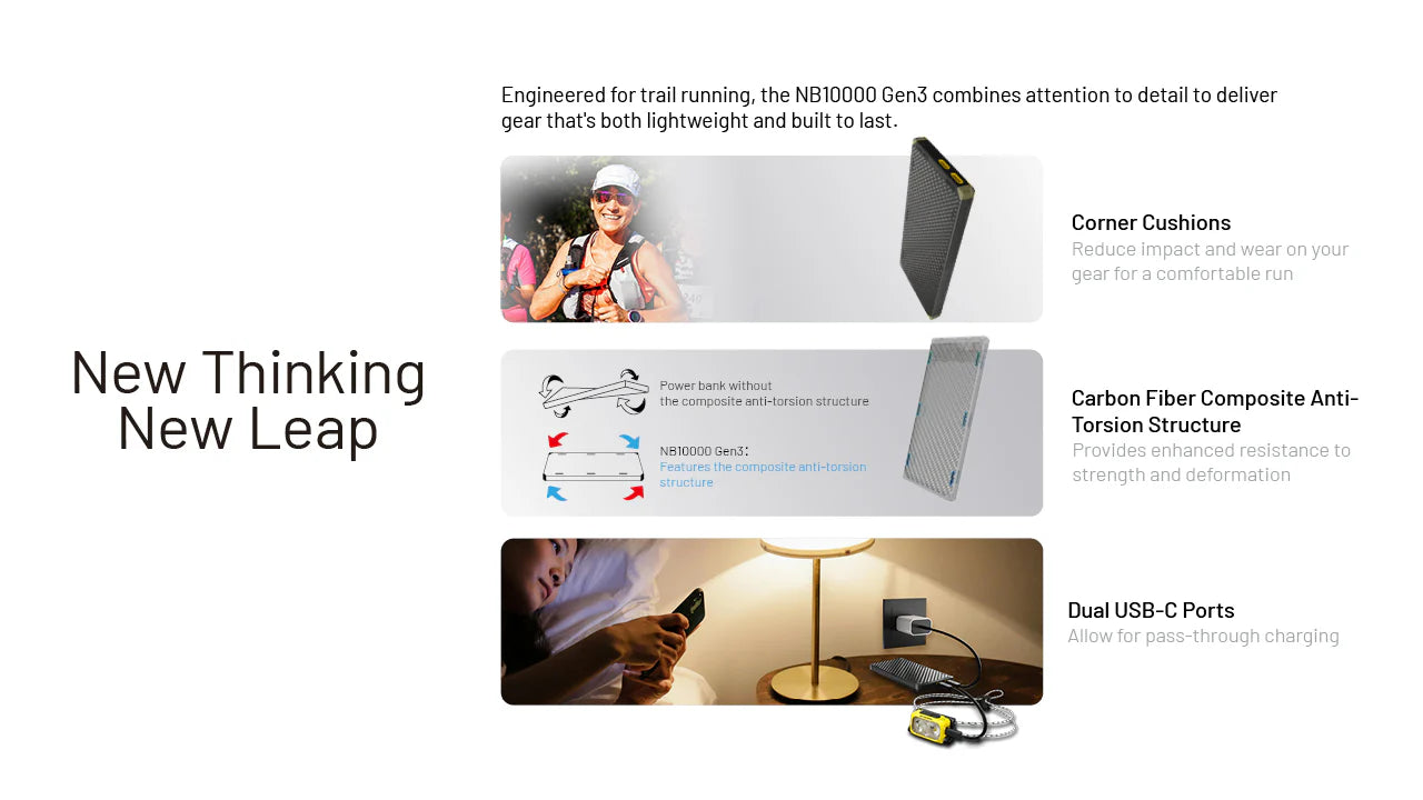 NITECORE NB10000 GEN 3 Carbon Fiber Energy Brick (10,000mAh 3A GEN3)