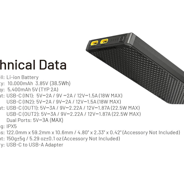 NITECORE NB10000 GEN 3 Carbon Fiber Energy Brick (10,000mAh 3A GEN3)