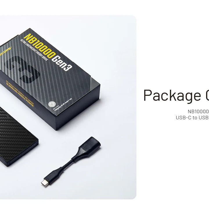 NITECORE NB10000 GEN 3 Carbon Fiber Energy Brick (10,000mAh 3A GEN3)