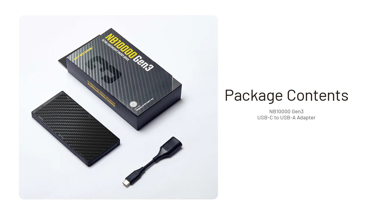 NITECORE NB10000 GEN 3 Carbon Fiber Energy Brick (10,000mAh 3A GEN3)