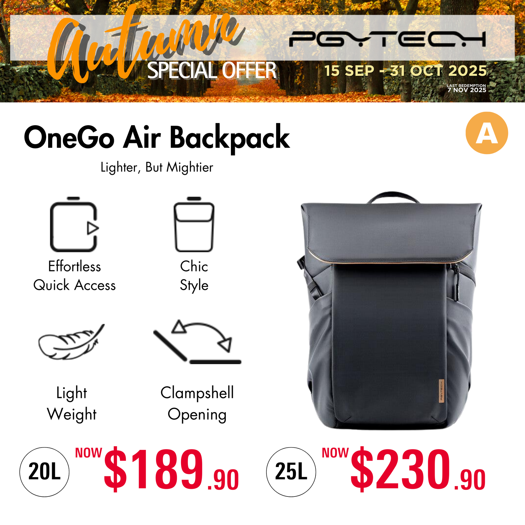 PGYTECH OneGo Air 20/25L