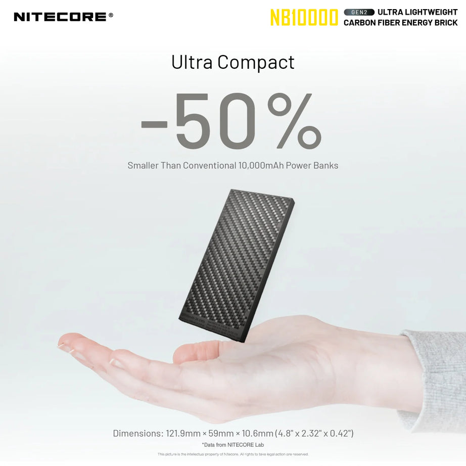 NITECORE NB10000 Carbon Fiber Energy Brick (10,000mAh 3A GEN2)