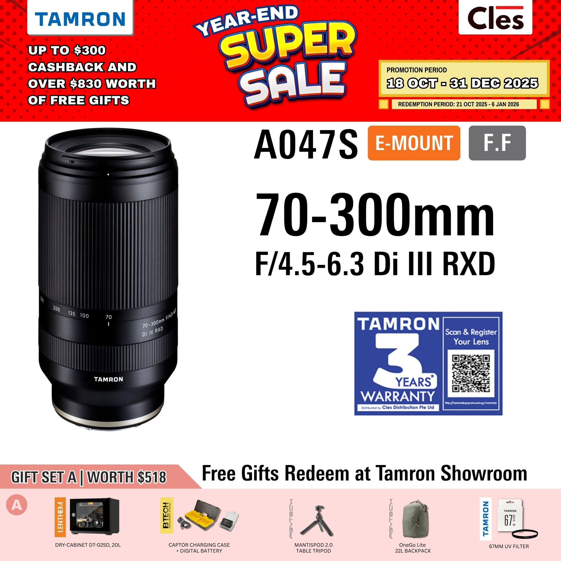 A047S | Tamron 70-300mm F/4.5-6.3 Di III RXD  for SONY E