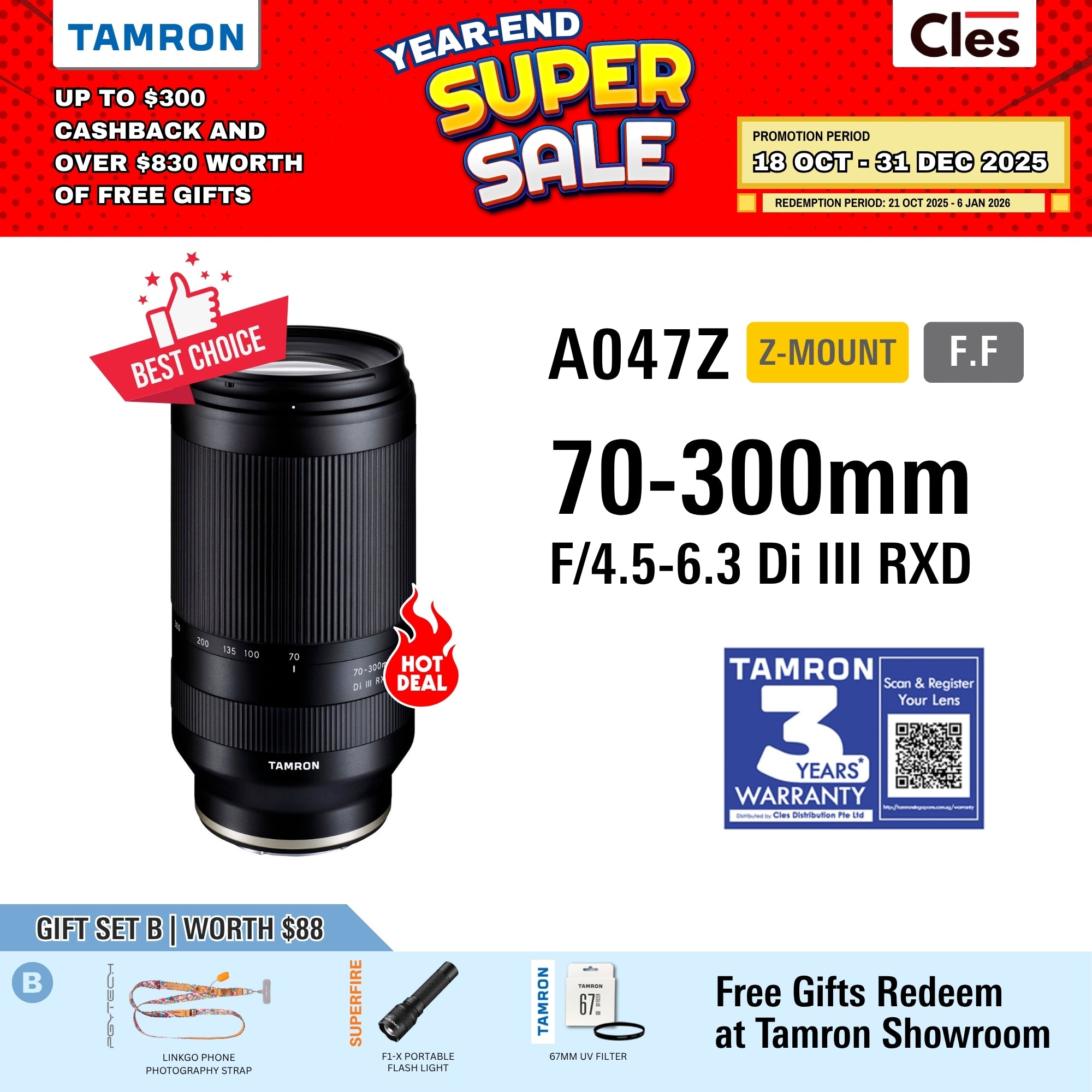 A047Z | Tamron 70-300mm F/4.5-6.3 Di III RXD for Nikon Z