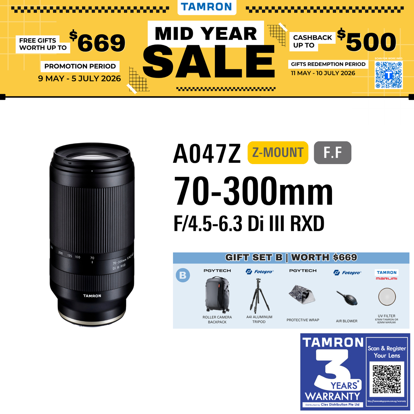 A047Z | Tamron 70-300mm F/4.5-6.3 Di III RXD for Nikon Z