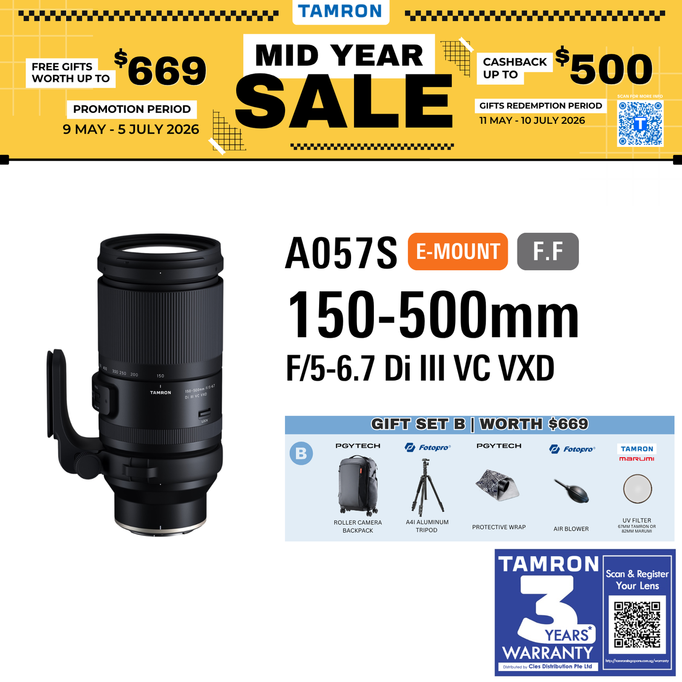 A057S | Tamron 150-500mm F/5-6.7 Di III VC VXD for SONY E