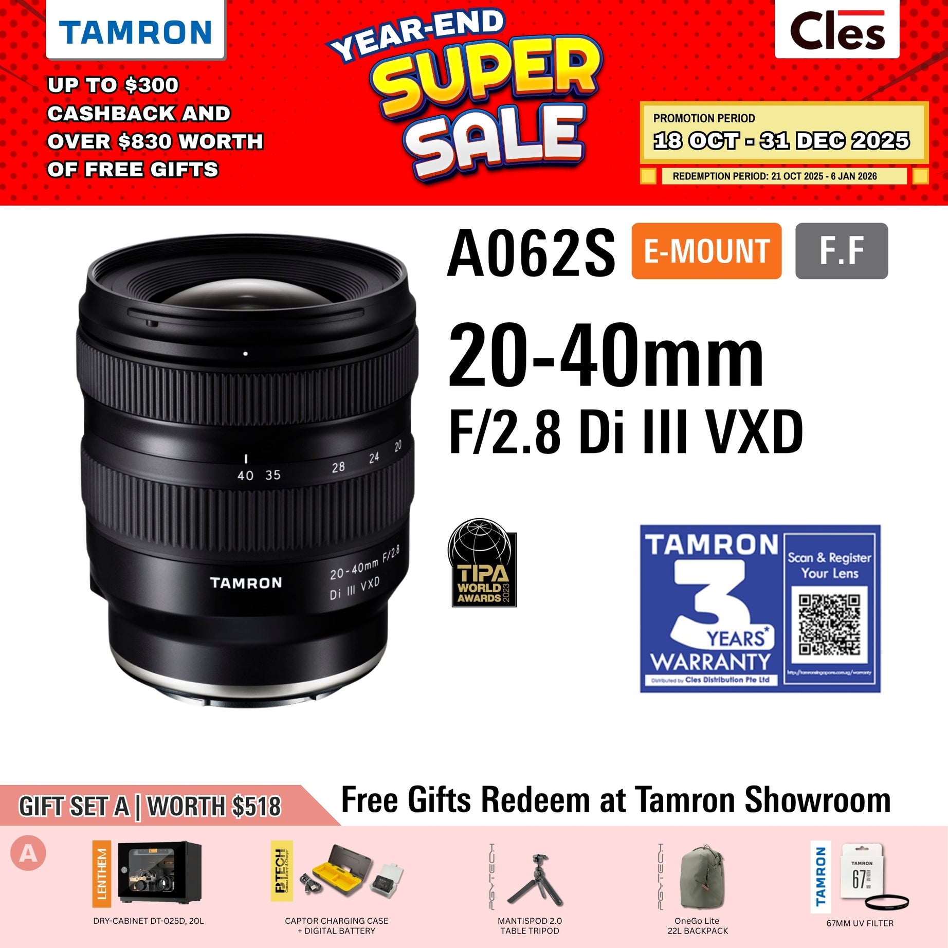A062S | Tamron 20-40mm F/2.8 Di III VXD   for SONY E