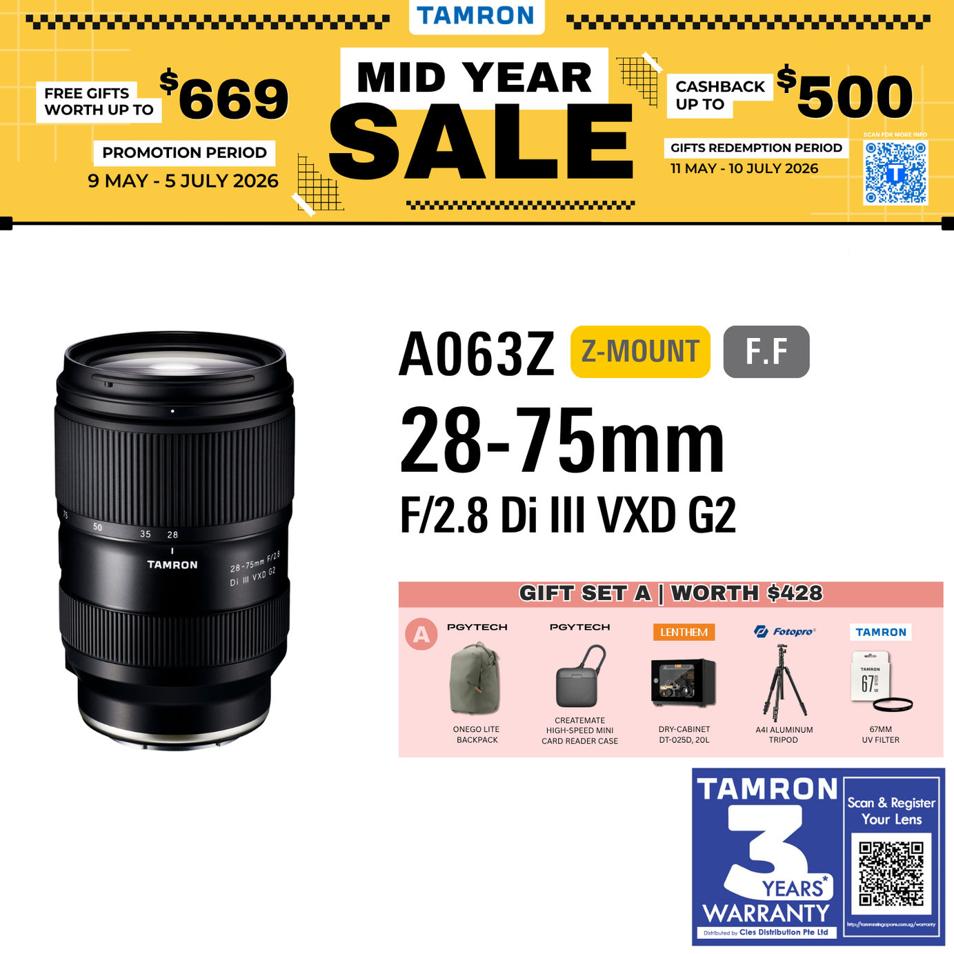 A063Z | Tamron 28-75mm F/2.8 Di III VXD G2 w/hood for Nikon Z