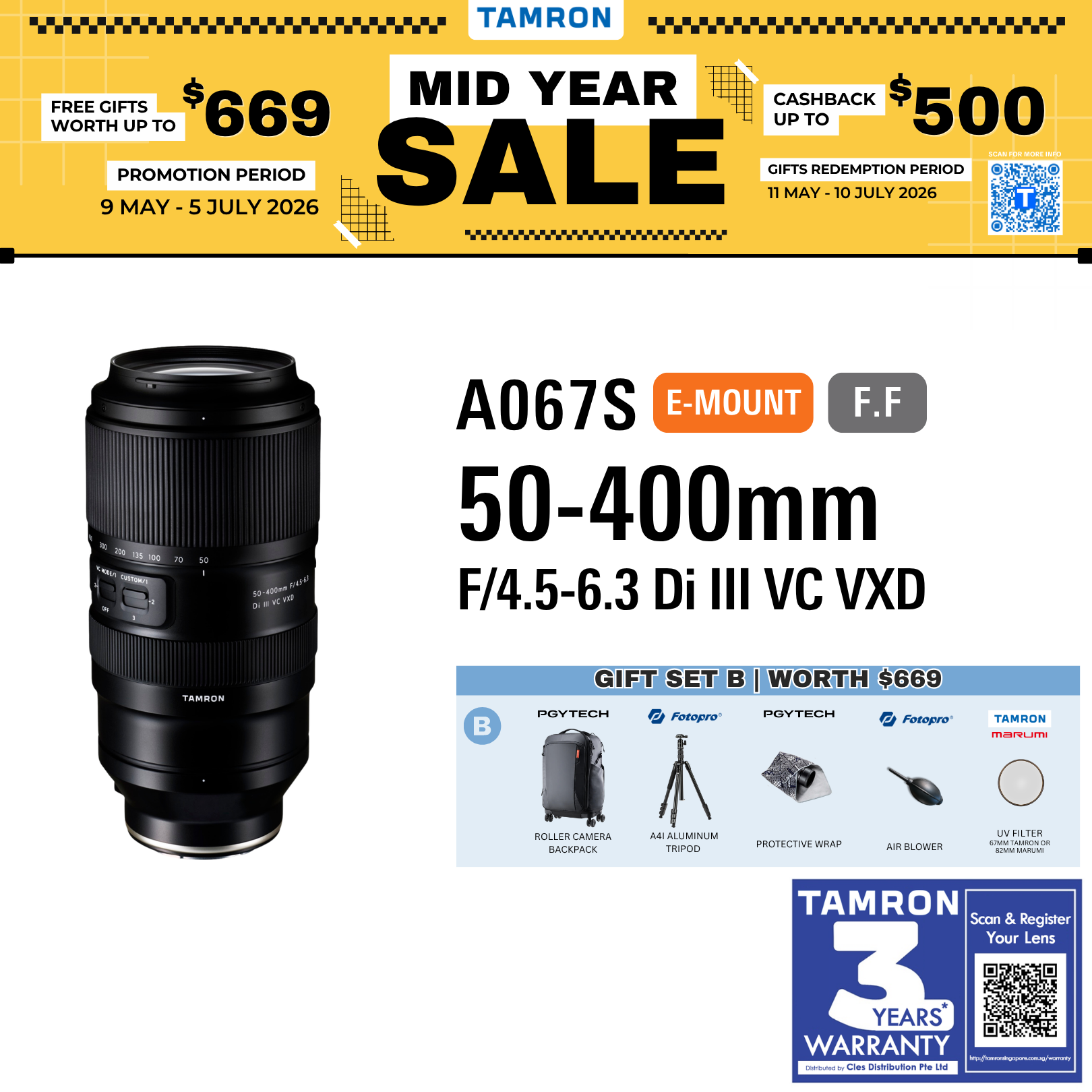 A067S | Tamron 50-400mm F/4.5-6.3 Di III VC VXD for SONY E