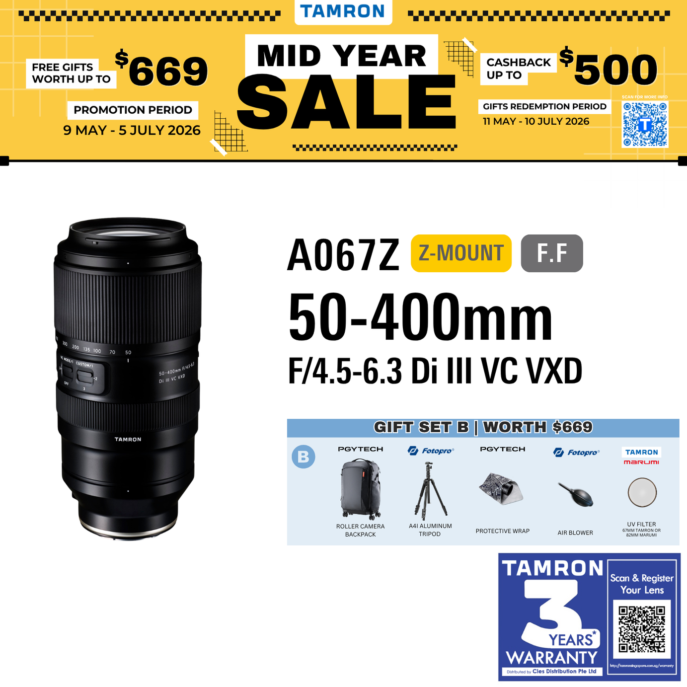 A067Z | Tamron 50-400mm F/4.5-6.3 Di III VC VXD for NIKON Z