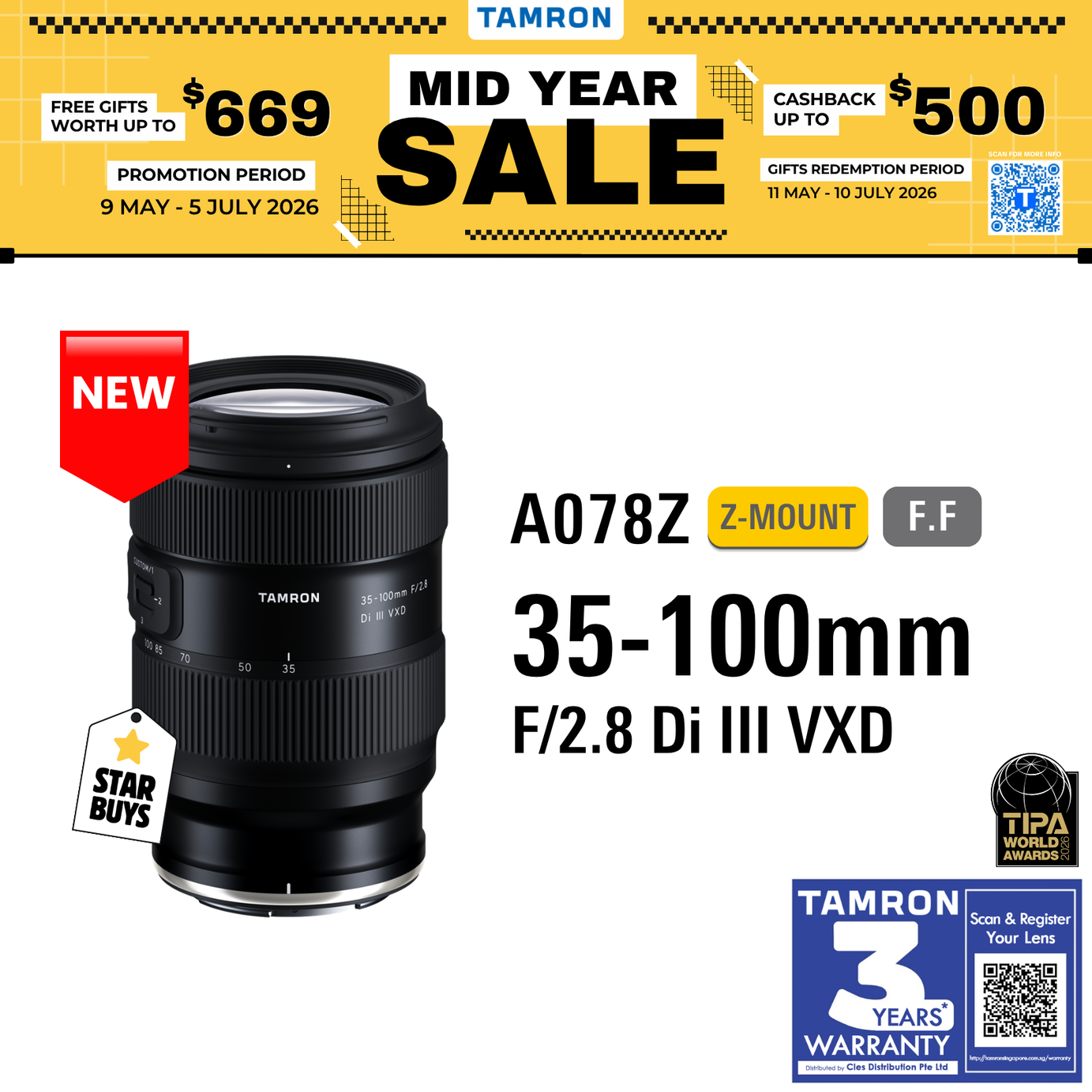 A078Z | Tamron 35-100mm f/2.8 Di III VXD Lens (Nikon Z)