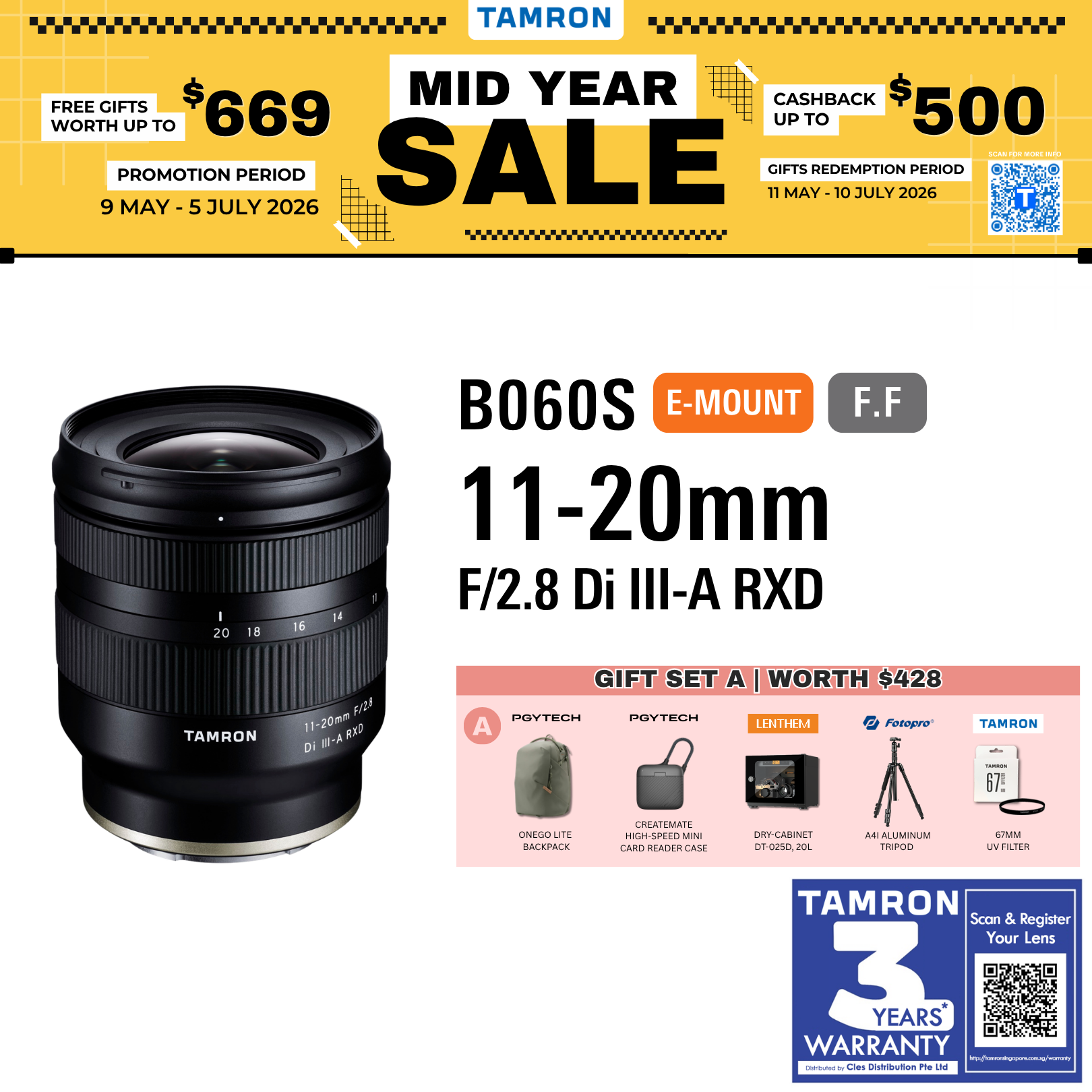 B060S | Tamron 11-20mm F/2.8 Di III-A RXD (APS-C Mirrorless) for SONY E