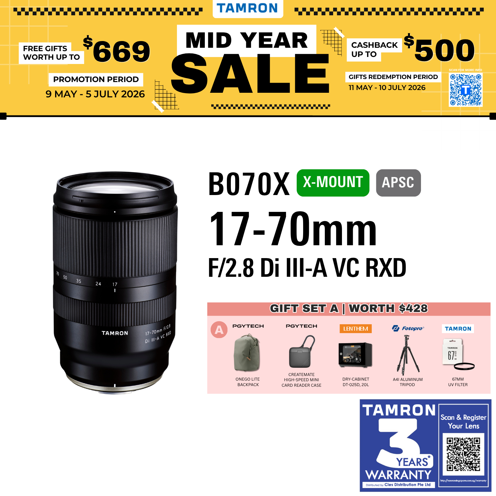 B070X | Tamron 17-70mm F/2.8 Di III A VC RXD for Fujifilm X (APS-C)  for FUJIFILM X