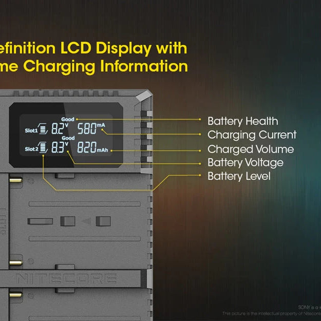 NITECORE USN3 PRO (Sony NP-F Series) Dual-Slot Battery Charger