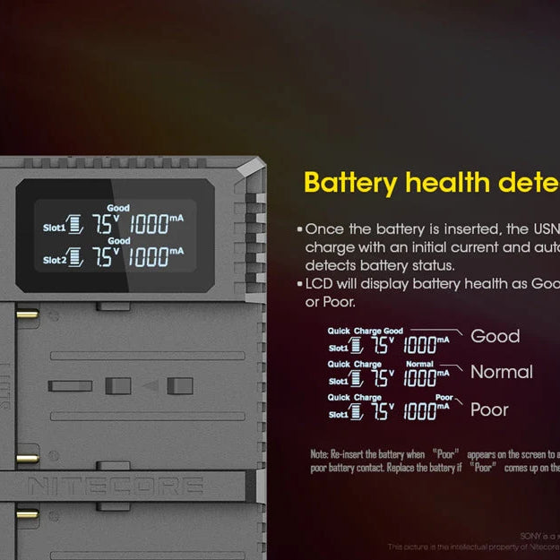 NITECORE USN3 PRO (Sony NP-F Series) Dual-Slot Battery Charger