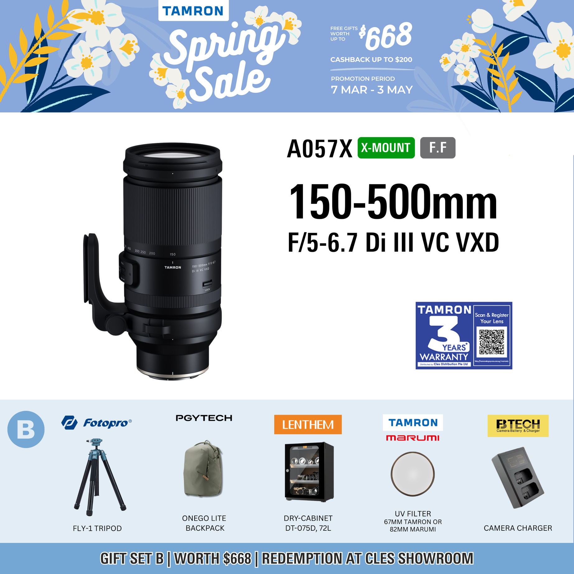 A057X | Tamron 150-500mm F/5-6.7 Di III VC VXD for Fujifilm X