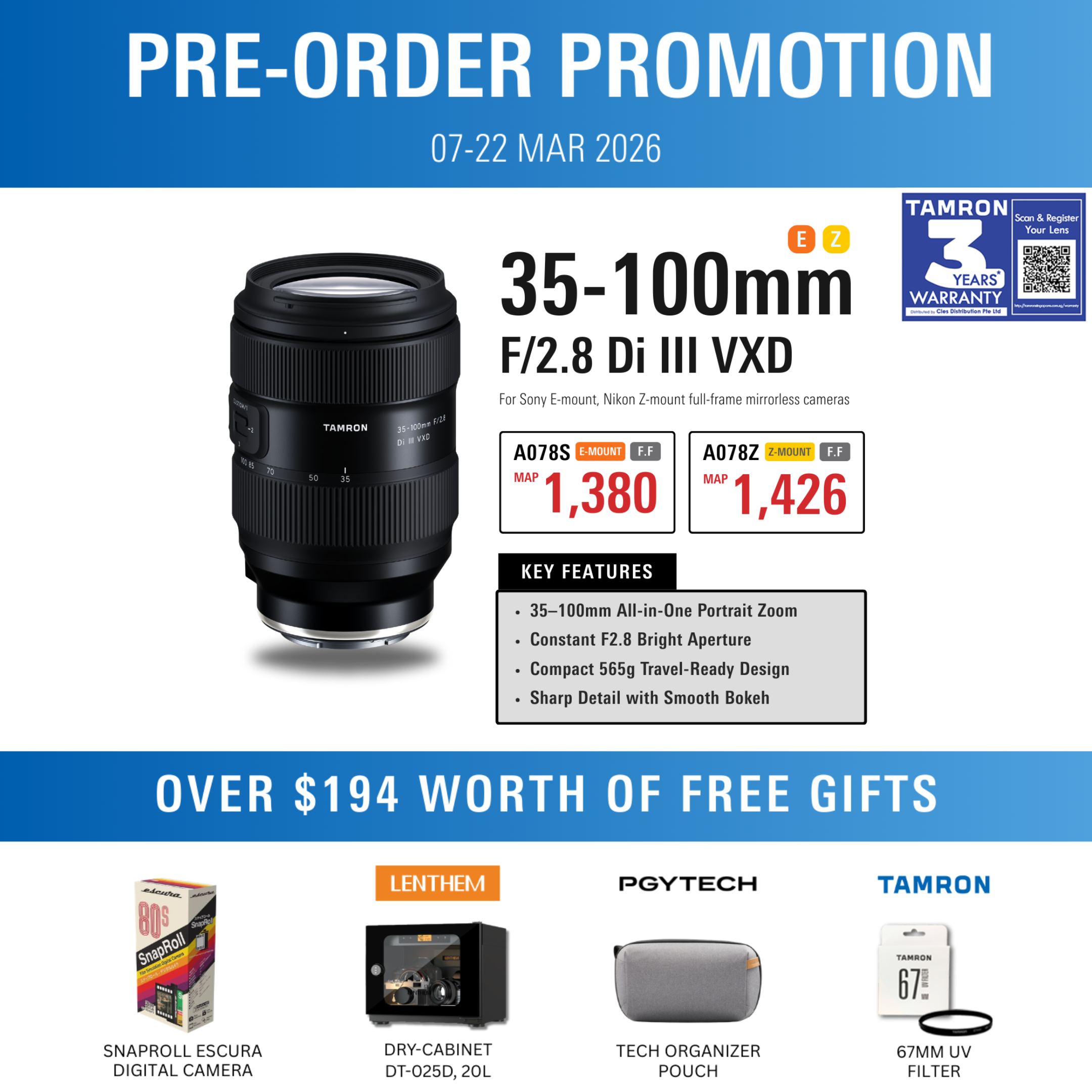 A078Z | Tamron 35-100mm f/2.8 Di III VXD Lens (Nikon Z)