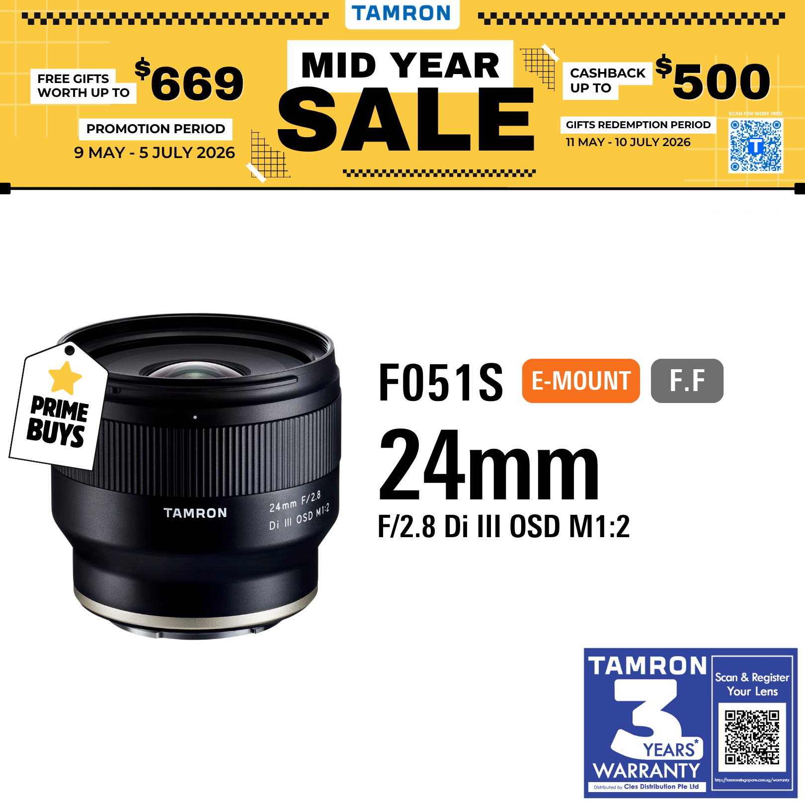 F051SE | Tamron 24mm F/2.8 DI III OSD M1:2 for SONY E