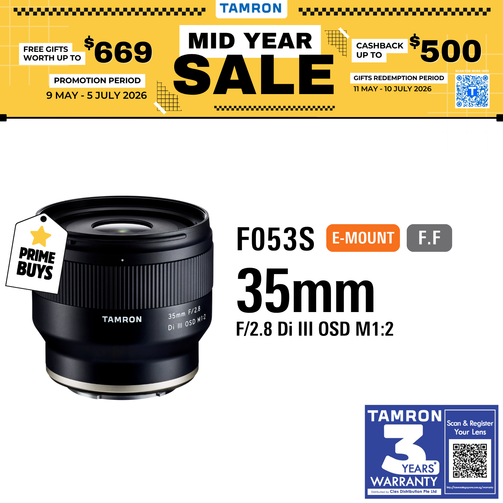 F053SE | Tamron 35mm F/2.8 DI III OSD M1:2 for SONY E