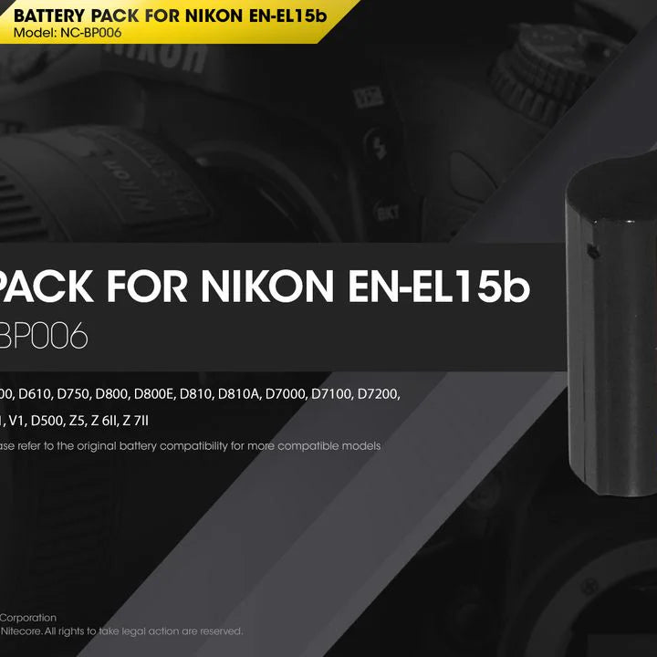 NITECORE EN-EL15B (2040mAh) Battery Pack for Nikon (NC-BP006)