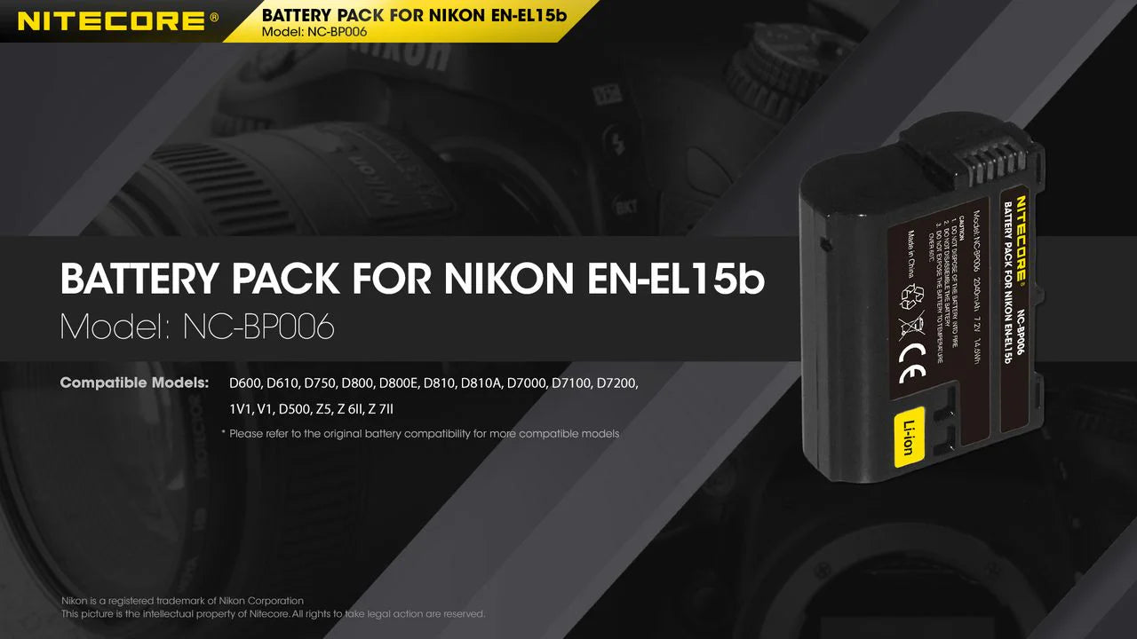 NITECORE EN-EL15B (2040mAh) Battery Pack for Nikon (NC-BP006)
