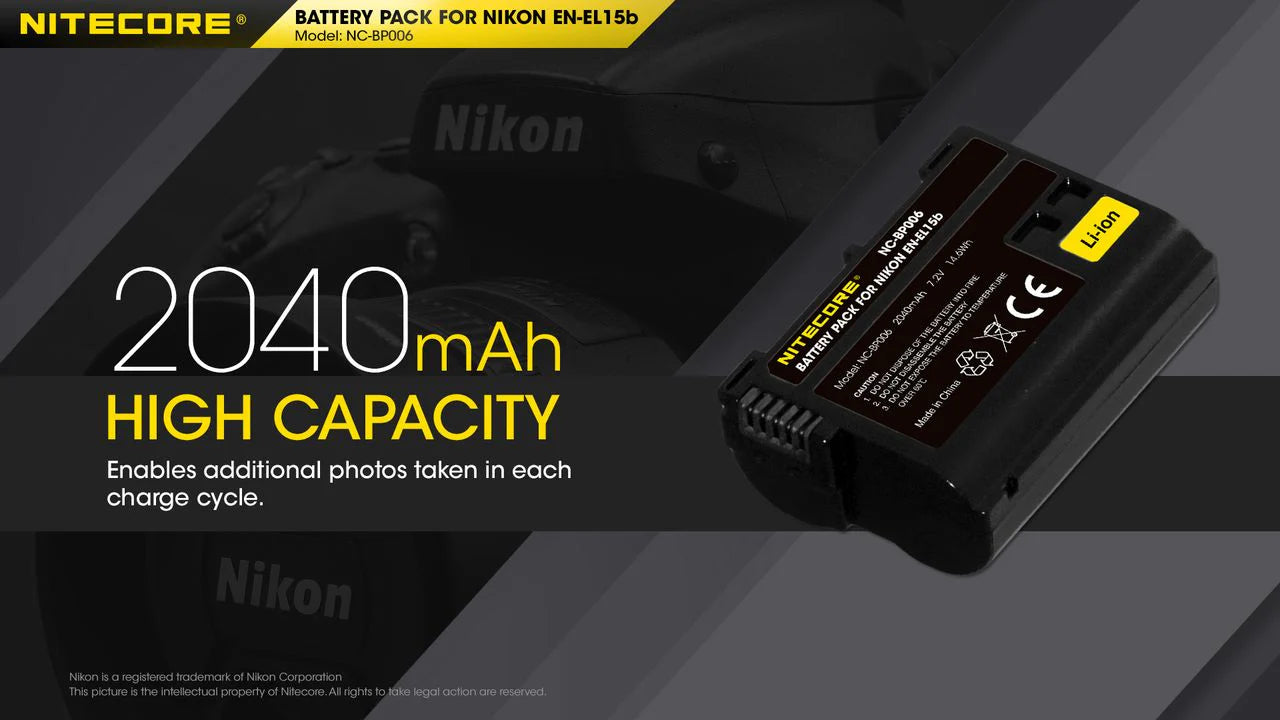 NITECORE EN-EL15B (2040mAh) Battery Pack for Nikon (NC-BP006)