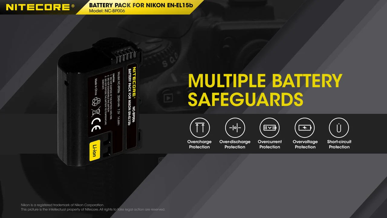 NITECORE EN-EL15B (2040mAh) Battery Pack for Nikon (NC-BP006)