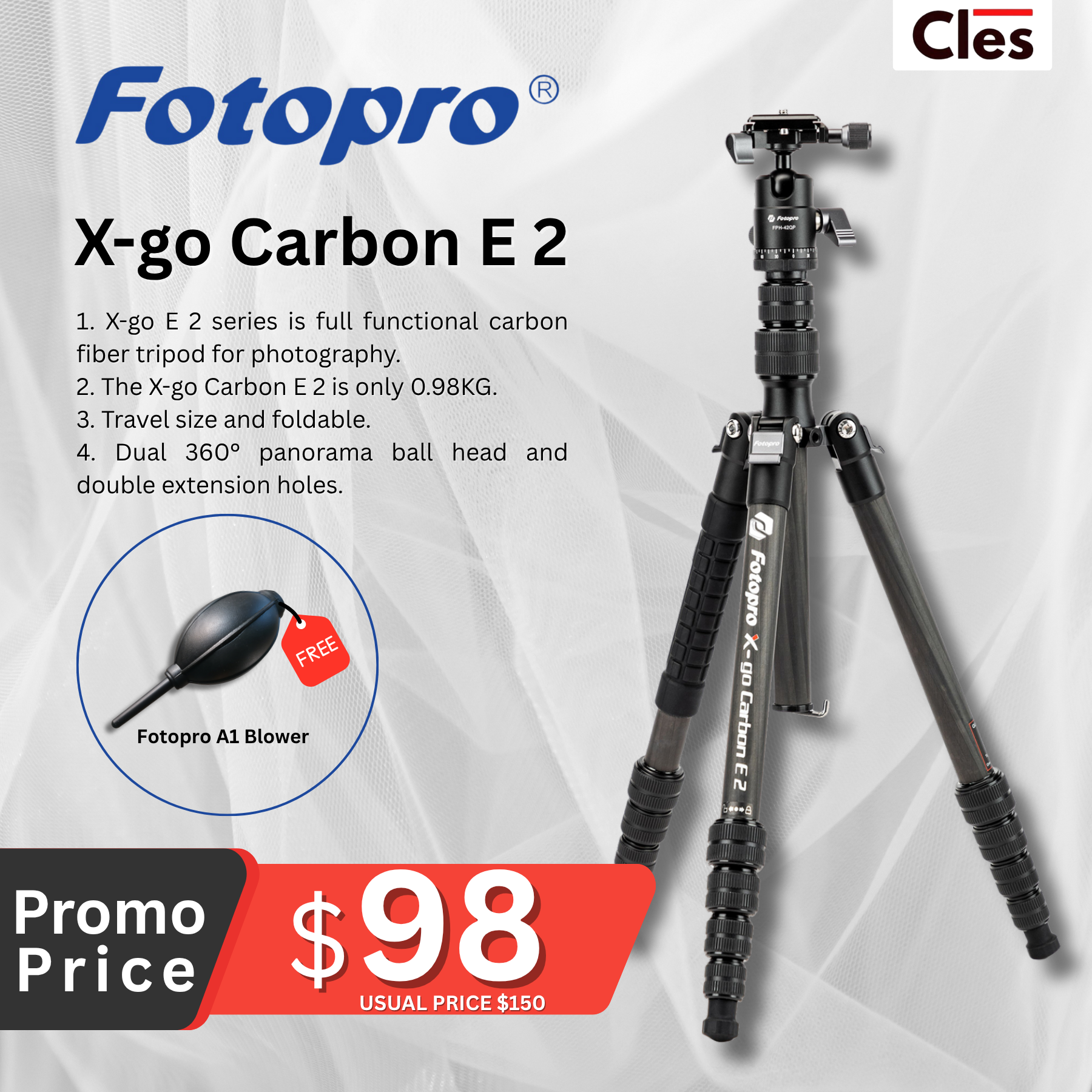 Fotopro X-go Carbon E 2 [Carbon Fiber Tripod]