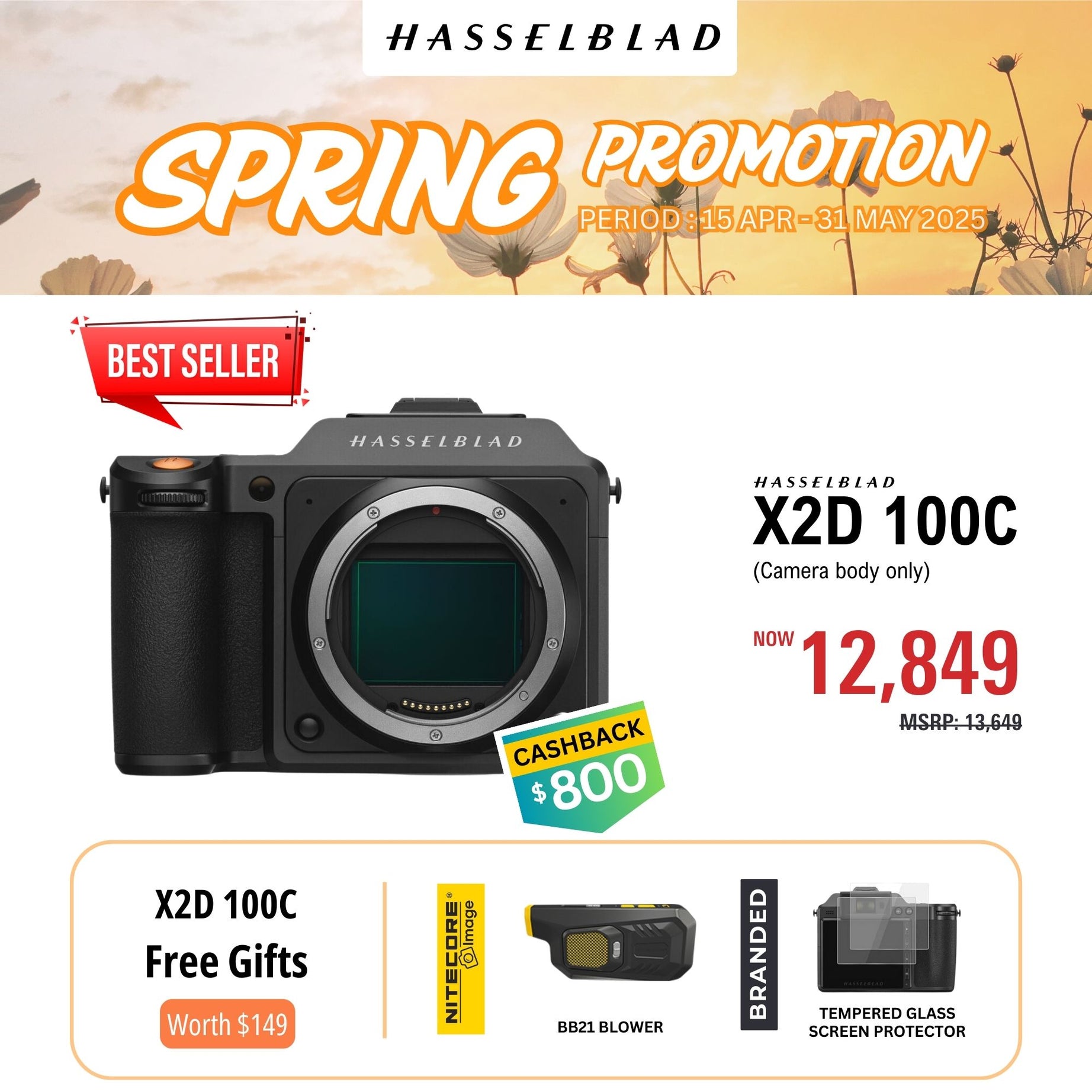 [Spring promo]Hasselblad X2D 100C Mirrorless Medium Format Camera (Body Only)