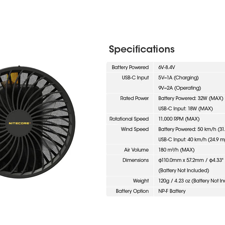 [Clearance Deal] NITECORE CW10 Portable Cordless Wind Hair Blower Fan