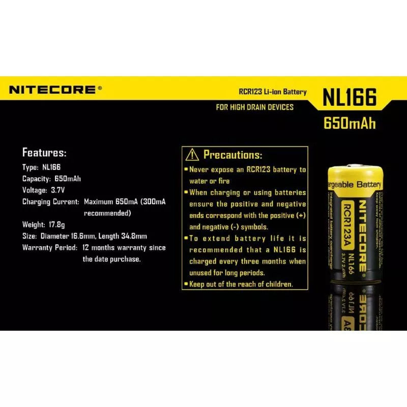 NITECORE NL166 (16340 - 650mAh - 2A)