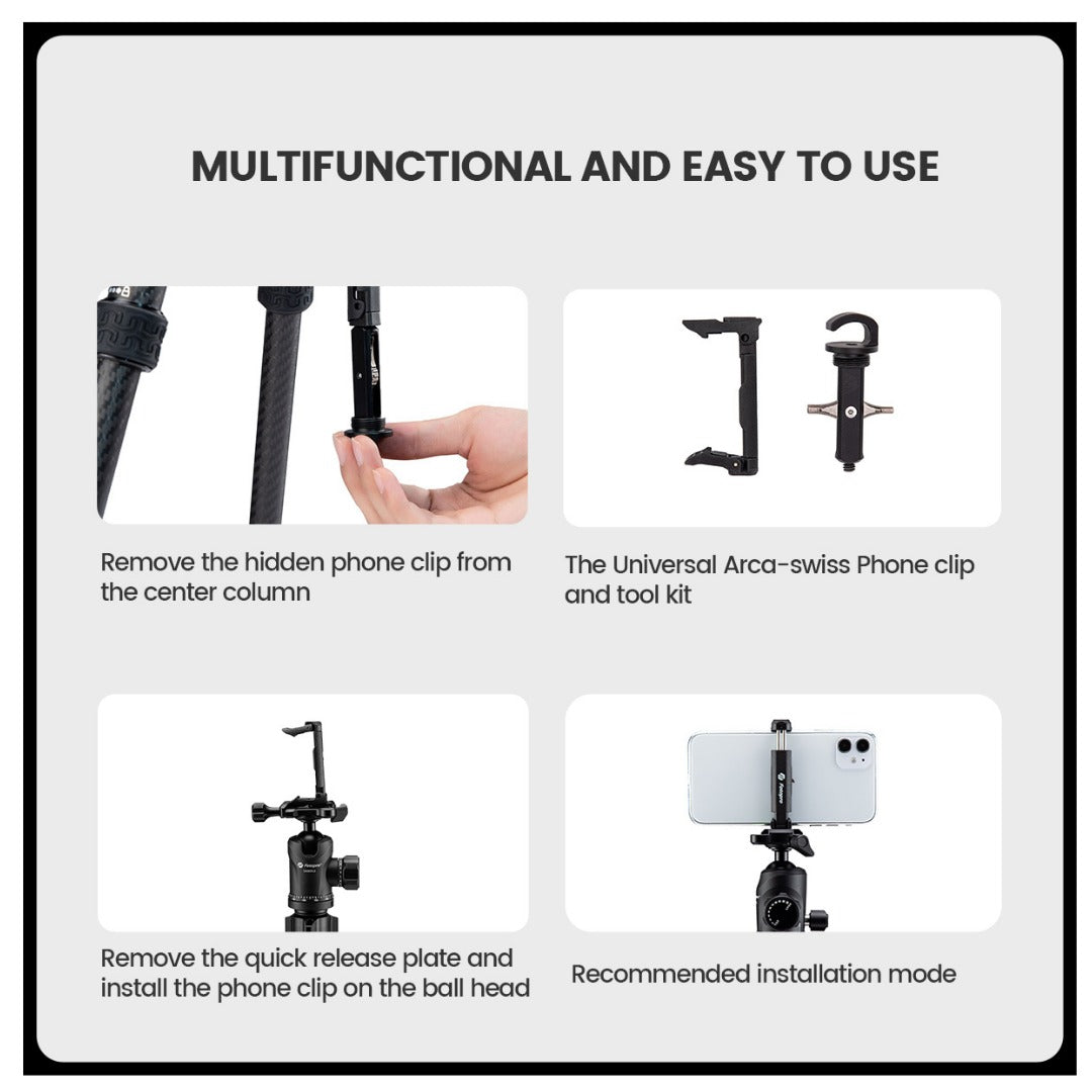 FOTOPRO Sherpa + 42QS Carbon Fiber Tripod (Display Unit)