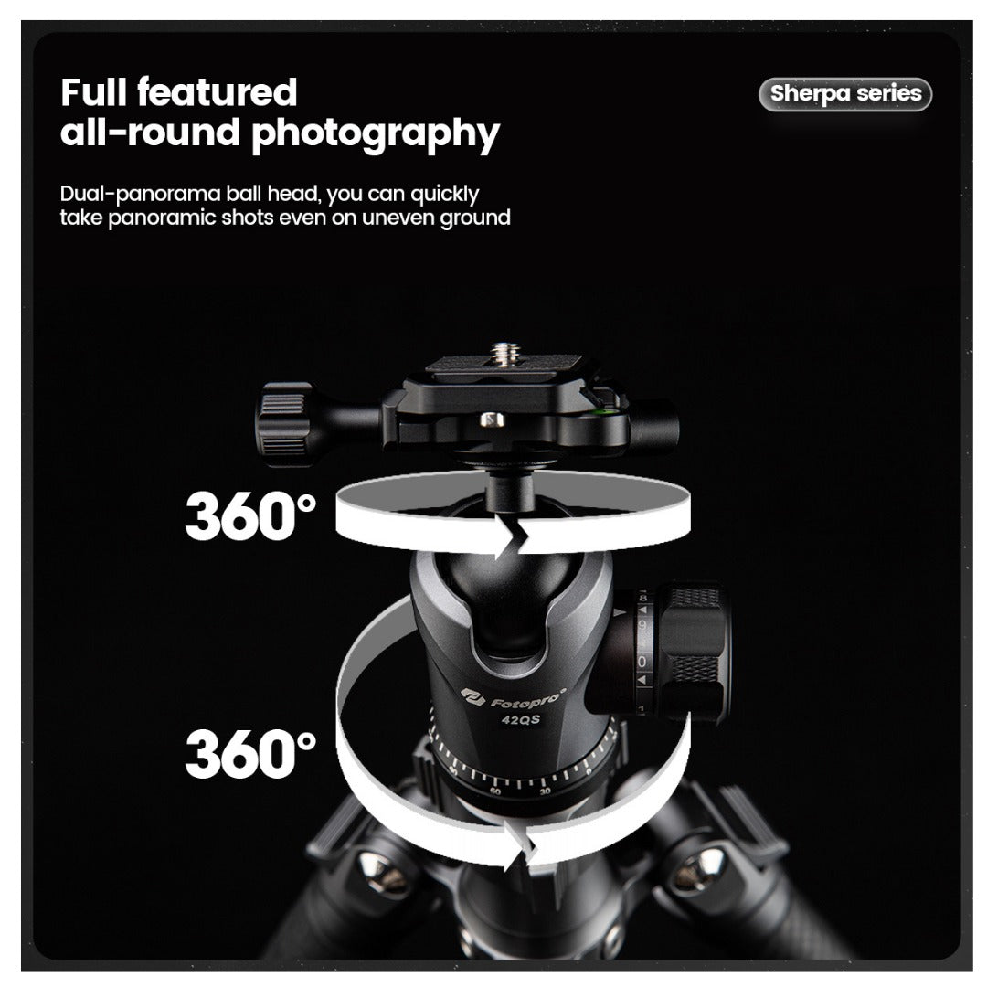 FOTOPRO SHERPA MAX + 62QS Carbon Fiber Tripod (Display Unit)