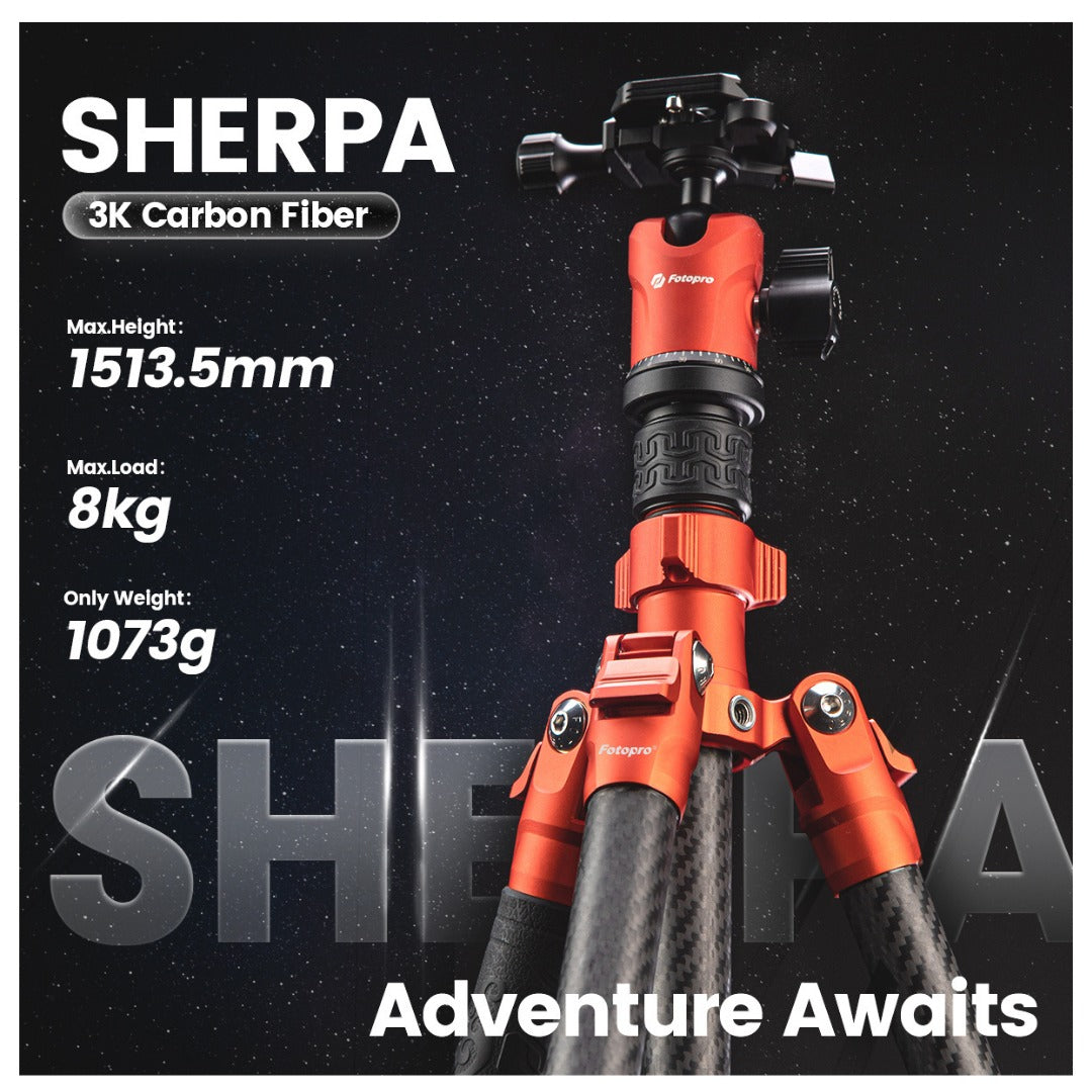 FOTOPRO Sherpa + 42QS Carbon Fiber Tripod (Display Unit)