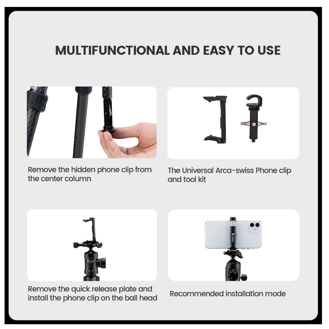 FOTOPRO SHERPA MAX + 62QS Carbon Fiber Tripod (Display Unit)