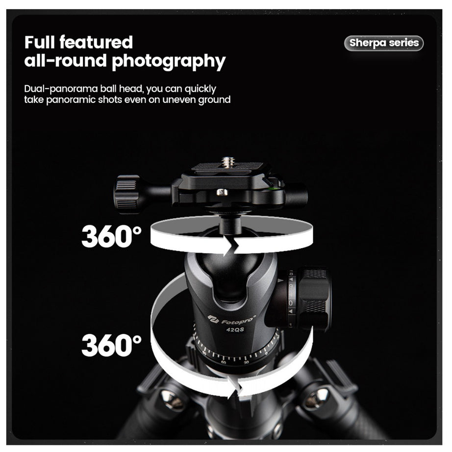 FOTOPRO Sherpa + 42QS Carbon Fiber Tripod (Display Unit)
