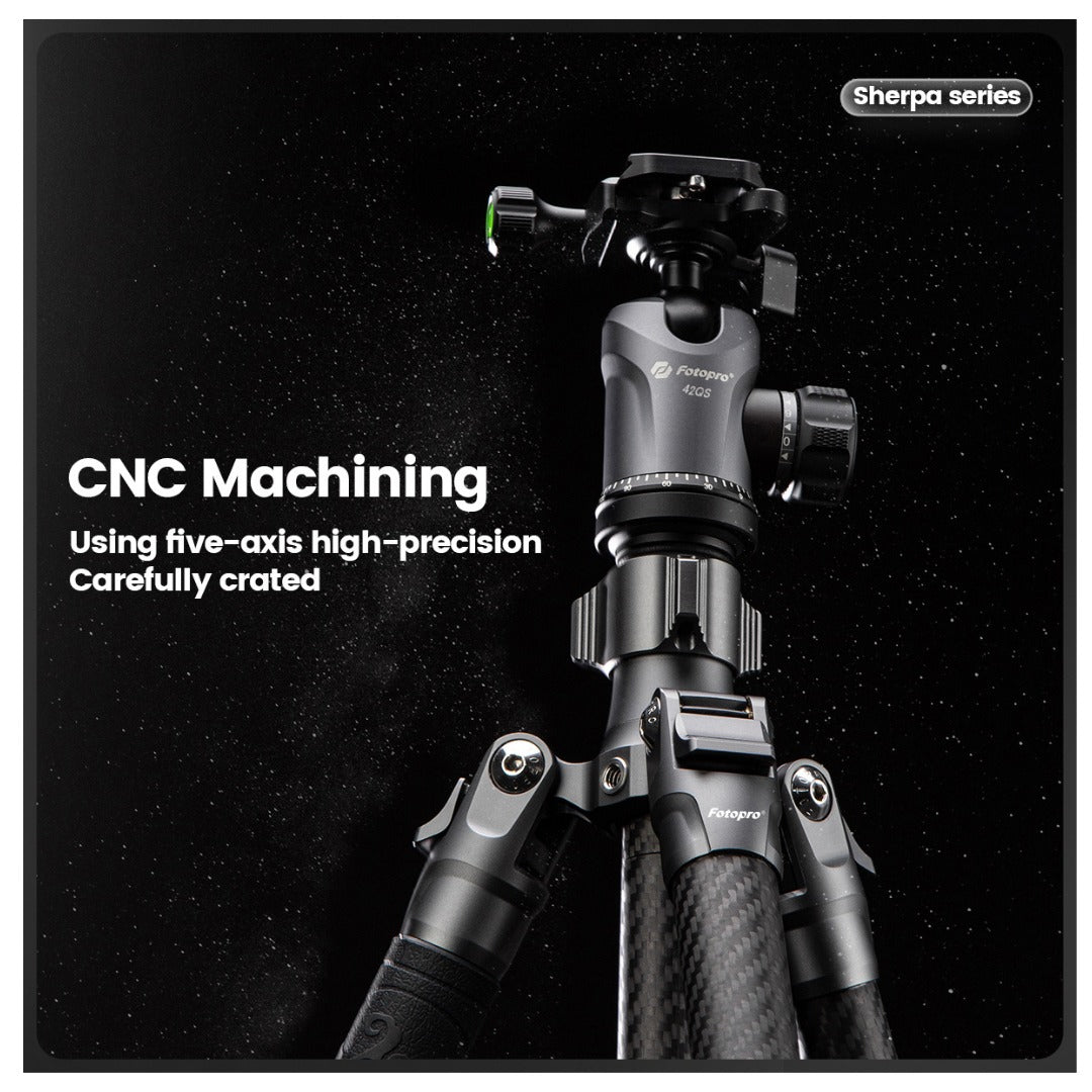 FOTOPRO Sherpa + 42QS Carbon Fiber Tripod (Display Unit)