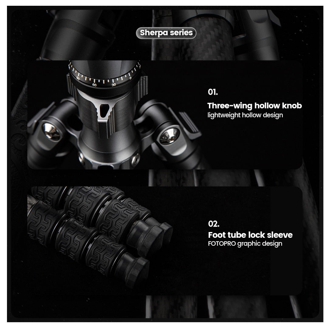 FOTOPRO SHERPA MAX + 62QS Carbon Fiber Tripod (Display Unit)