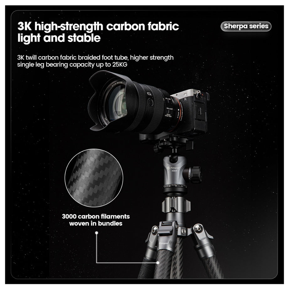 FOTOPRO SHERPA MAX + 62QS Carbon Fiber Tripod (Display Unit)