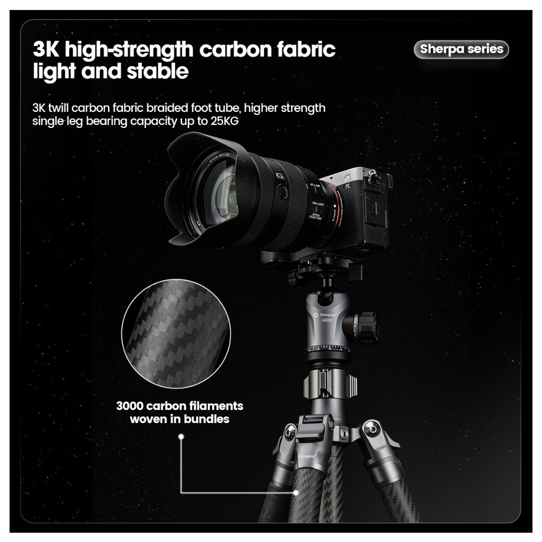 FOTOPRO SHERPA MAX + 62QS Carbon Fiber Tripod (Display Unit)