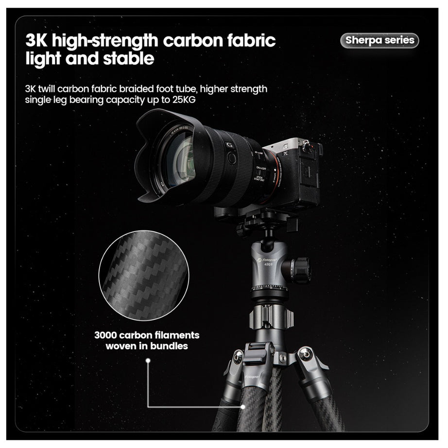 FOTOPRO Sherpa + 42QS Carbon Fiber Tripod (Display Unit)