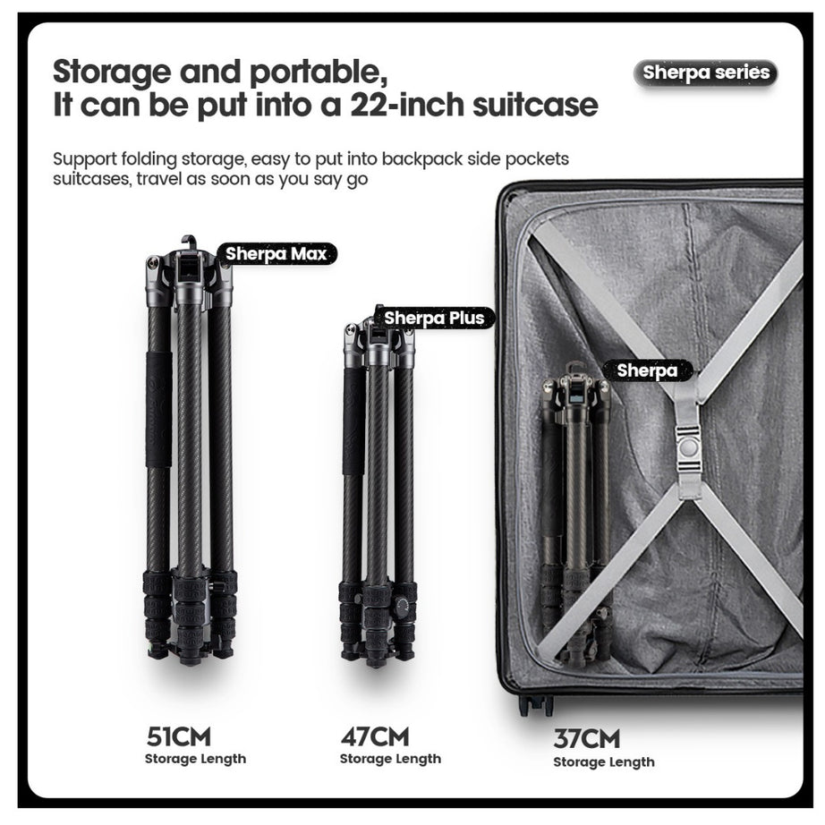 FOTOPRO Sherpa + 42QS Carbon Fiber Tripod (Display Unit)