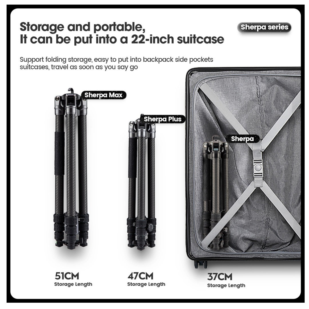 FOTOPRO Sherpa + 42QS Carbon Fiber Tripod (Display Unit)