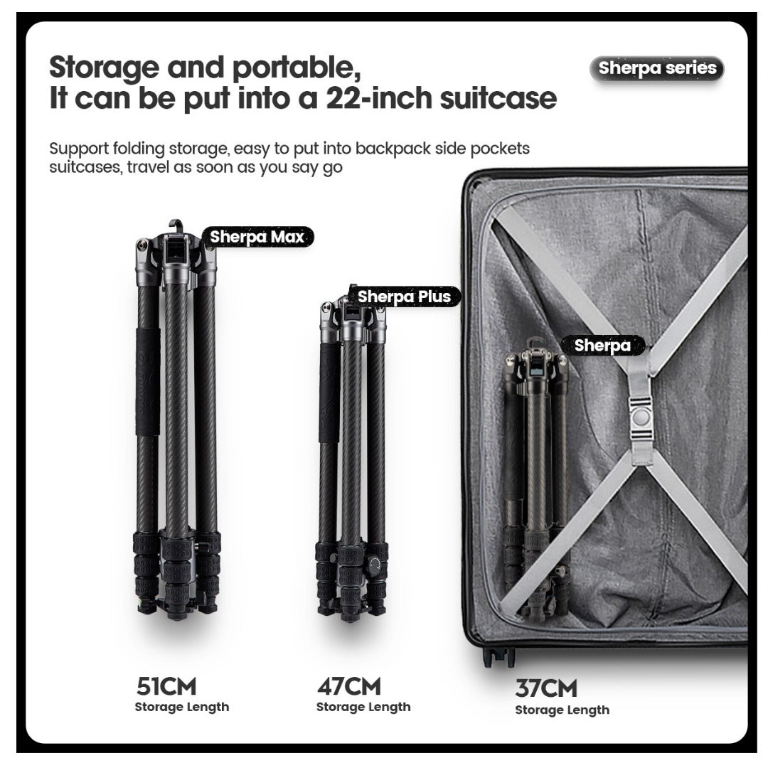 FOTOPRO SHERPA MAX + 62QS Carbon Fiber Tripod (Display Unit)