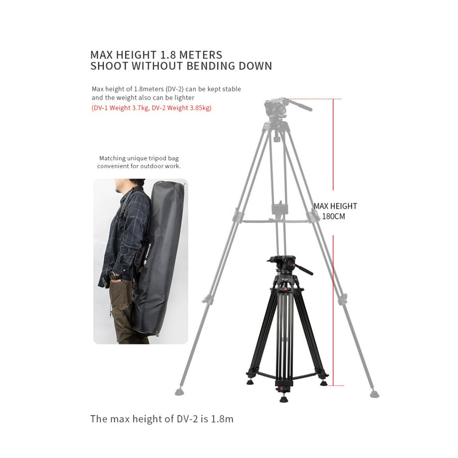 FOTOPRO DV-2 Video Tripod (Black)